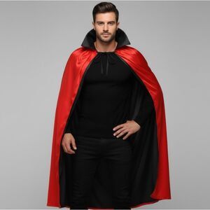 NIP Costume Cape Reversible Stand Up Collar Red Black Size Kids L 88.8 cm